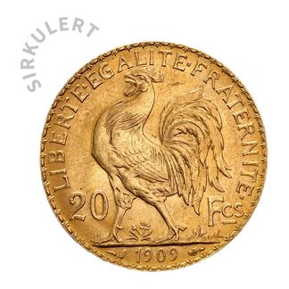 Sirkulert Fransk 20 Franc Gullmynt