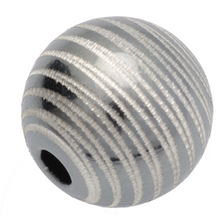 925 Kule 6 mm 2 hull svart rhodinert med stripe
