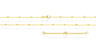 Ankkuriketju 1,3 mm palloilla, 45 cm, 585 kulta