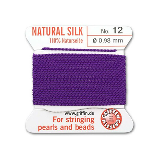 Helmisilkki, 2m, 1 neula, ametisti, No: 12