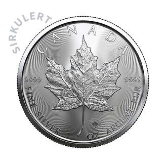1 oz Sirkulert Maple Leaf Sølvmynt